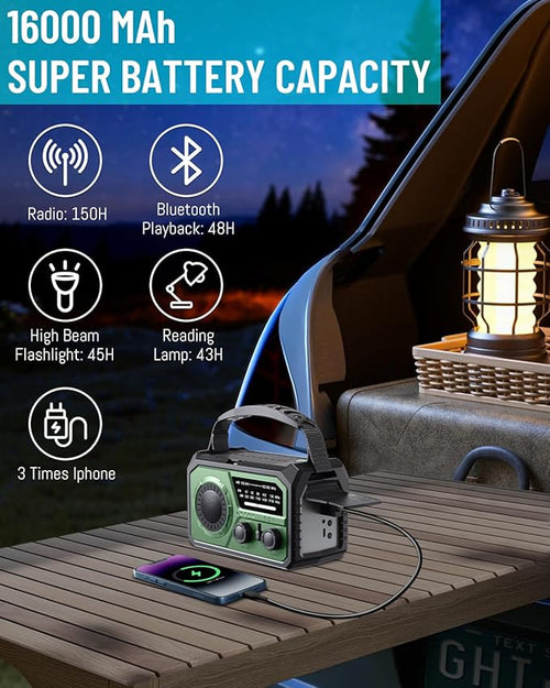 16000mAh Emergency Weather Radio, AM/FM/NOAA Weather Alert Radio Hand - Image 2