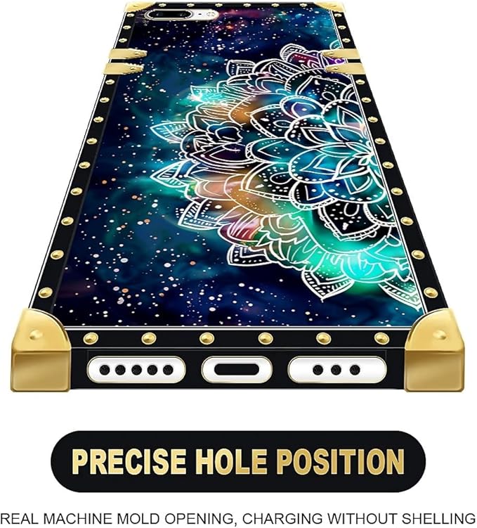 Compatible with iPhone 8 7 SE Case, Starry Sky Colourful Mandala Luxury Golden - Image 5