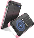 Solar Power Bank 33800mAh with Super Bright LED Flashlight, Built-in 4 Cables & by Unknown
