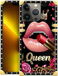 Compatible with iPhone 13 Pro Case, Glitter Red Rose Queen Leopard Lipstick by Unknown