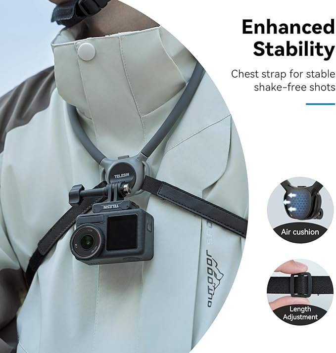 TELESIN Neck Mount SE 2.0 with Air Cushion, Adjustable Chest Strap and Neck - Image 2