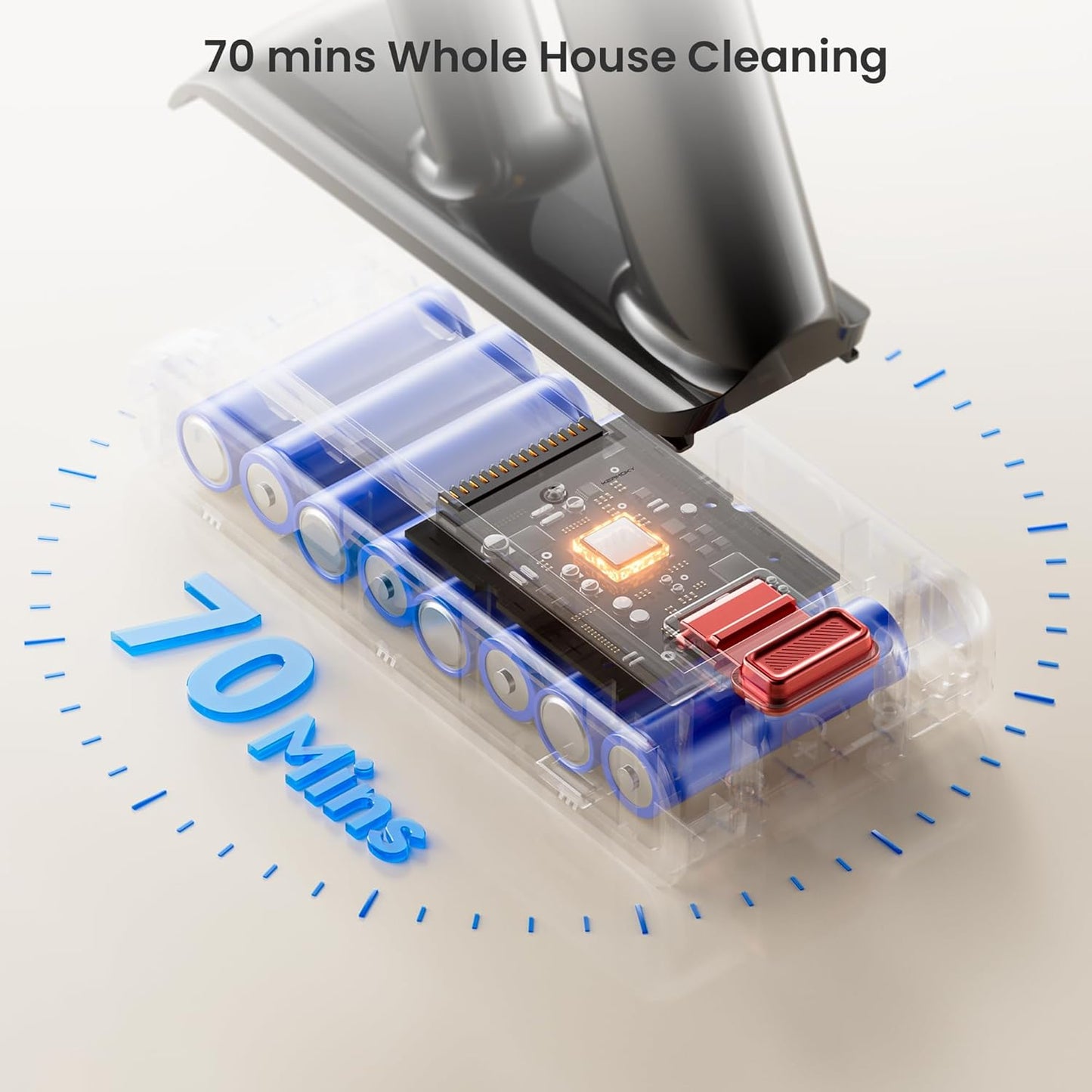 Cordless Vacuum Cleaner, 580W 48KPA 70Mins Vacuum Cleaners for Home, Self-standing Stick Vacuum with Aromatherapy, Anti-Tangle Brush, Wall Mount Charging Vacuum for Hardwood Floor/Carpet/Pet Hair