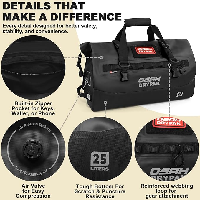 Waterproof Duffel Bag 25L/40L/60L – Heavy-Duty Motorcycle Tail Bag, Roll-Top - Image 3