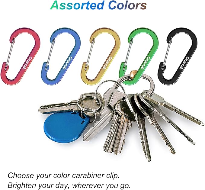12Pcs Carabiner Clips Assorted Sizes Pack, Includes Small Medium Large - Image 3