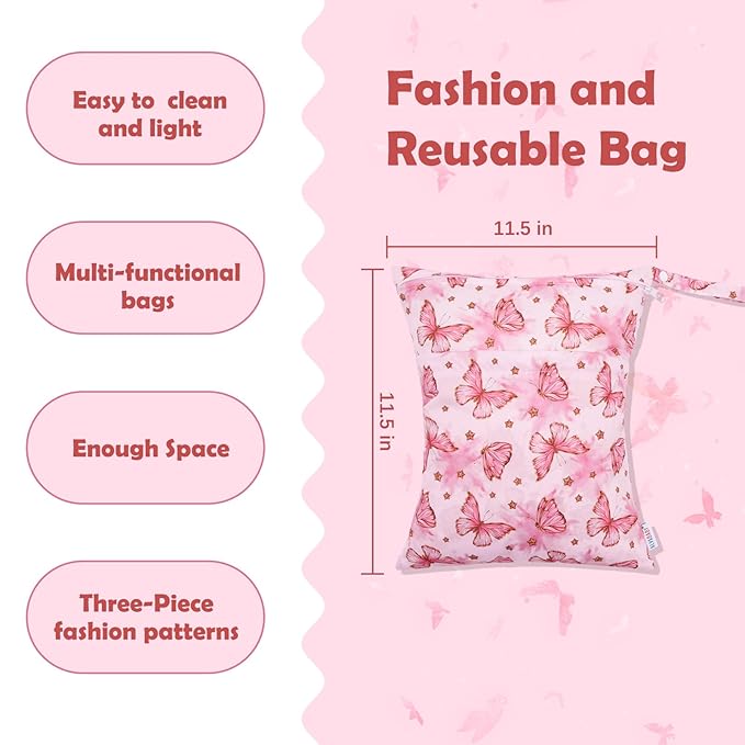 ALVABABY 3pcs Cloth Diaper Wet Dry Bags Waterproof Reusable - Image 2