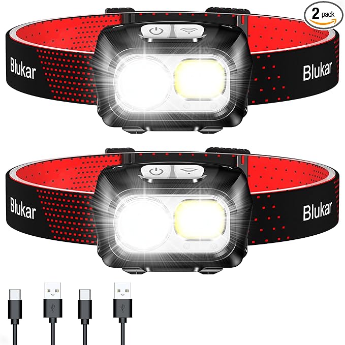 Blukar LED Headlamp Rechargeable, 2000L Super Bright Headlight by Blukar