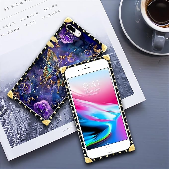 Compatible with iPhone 8 Plus 7 Plus Case, Glistening Golden Butterfly Vibrant - Image 6