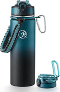 GOSWAG Insulated Sports Water Bottle, 24oz 2 Lids, Stainless Steel Water Bottles by GOSWAG
