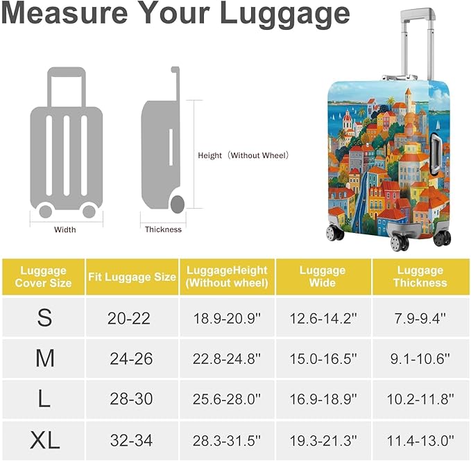 ANNA QUEEN Mediterranean Town Luggage Cover, Coastal City Suitcase Protector - Image 5