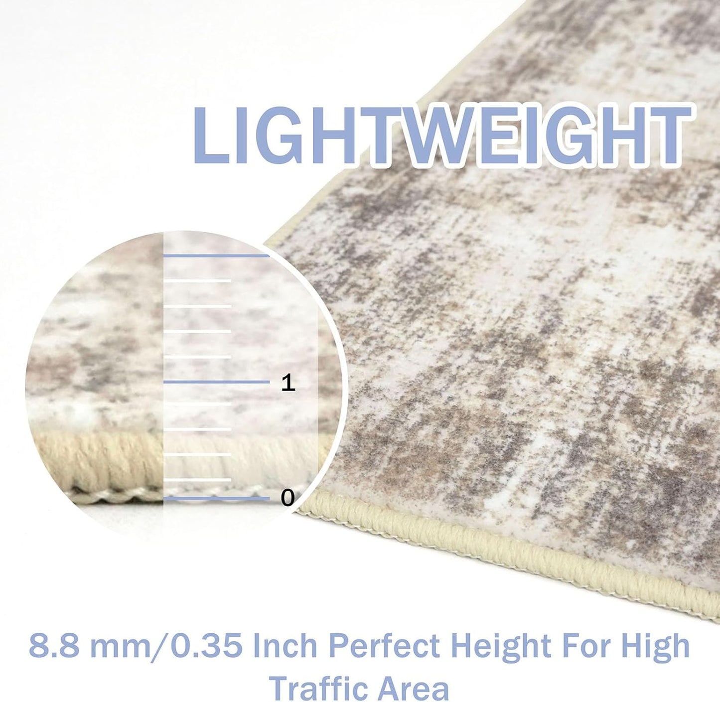 IOHOUZE Abstract Runner Rug 2x5 Ft Washable Runners for Hallways, Non Slip Kitchen Runner Printed Faux Wool Entryway Runner Indoor, Modern Abstract Floor Carpet for Hall Kitchen Bedroom, Beige Brown