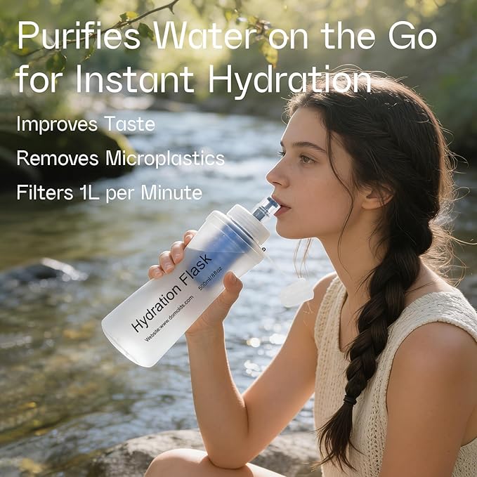 GUYI 700ml Collapsible Water Filter Bottle, Removes Impurities, BPA Free - Image 5