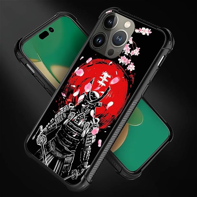 for iPhone 13 Pro Case, Sakura Japanese Samurai Pattern Graphic Design Girl Boy - Image 5