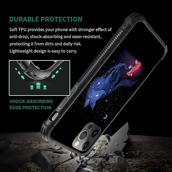 for iPhone 11 Pro Max Case, Galaxy Fox Wolf Pattern Graphic Design Girl Boy - Image 7