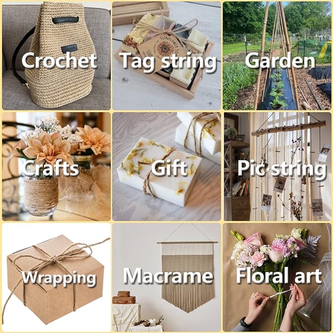 PerkHomy 1100FT Jute Twine String 2mm 3ply Natural Thin Twine - Image 4