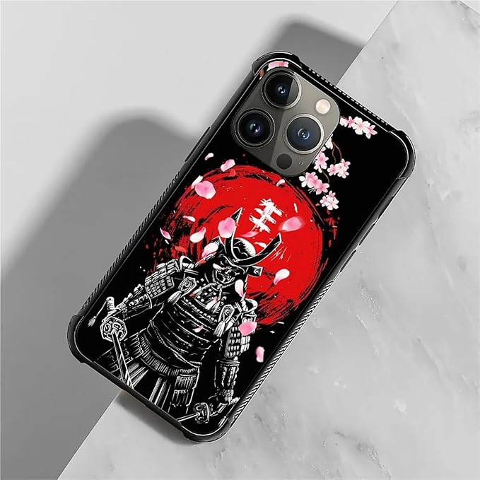for iPhone 13 Pro Case, Sakura Japanese Samurai Pattern Graphic Design Girl Boy - Image 7
