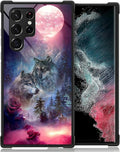 for Samsung Galaxy S22 Ultra Case, Star Two Wolfs Howling Pattern Graphic by FKBRCL4U