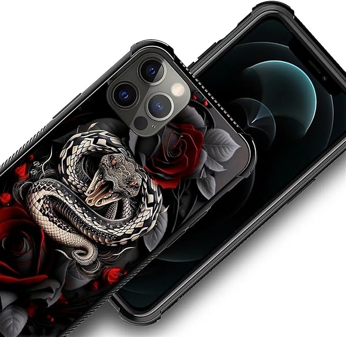 for iPhone 11 Pro Case, Entwined Rose Snake Pattern Graphic Design Girl Boy - Image 3