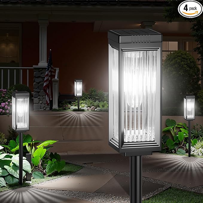 ELECLINK Solar Pathway Lights Outdoor, 4 Pack Upgraded Solar Lights Outdoor by ELECLINK