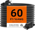 TiFFCOFiO Indoor Outdoor Extension Cord Waterproof, 60 Feet 3 Prong Power Cord by TiFFCOFiO