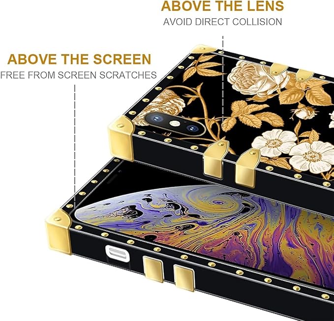 Compatible with iPhone Xs Max Case, Blooming Rose Golden Flower Luxury Golden - Image 7