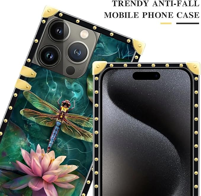 Compatible with iPhone 16 Pro Case, Colourful Dragonfly Pink Lily Pads Luxury - Image 4
