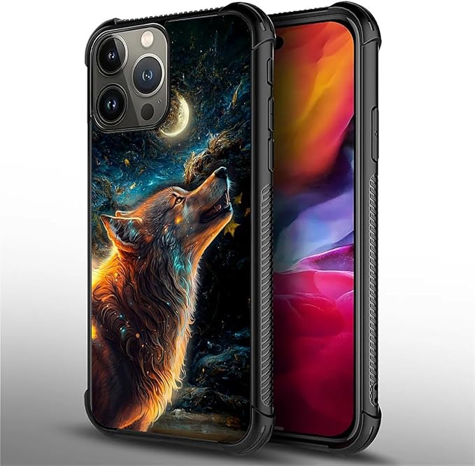 for iPhone 15 Pro Max Case, Star Cave Hungry Wolf Pattern Graphic Design Girl - Image 3