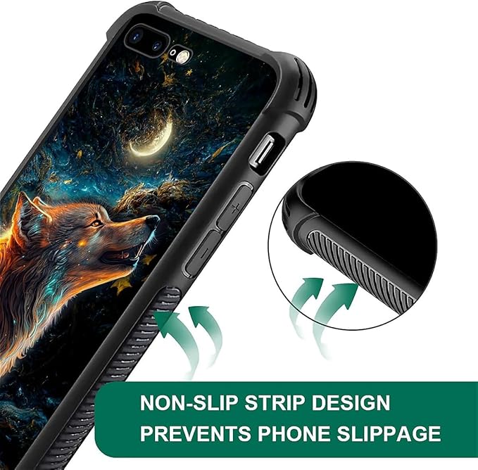 for iPhone 7 Plus/8 Plus Case, Star Cave Hungry Wolf Pattern Graphic Design - Image 2