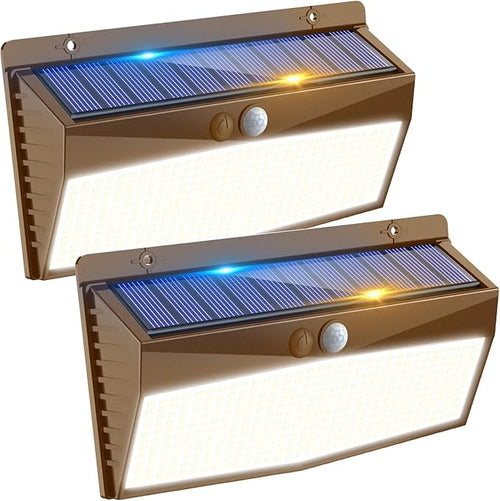 2 Pack 368 LED Solar Lights Outdoor Motion Sensor, Solar Fence Light by Peasur