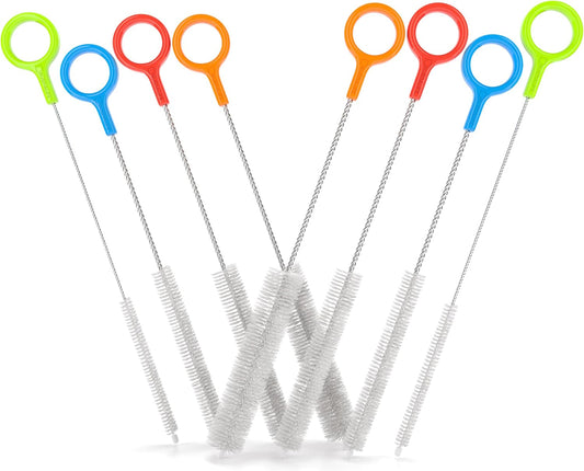 Heavy Duty Cleaning Brushes Set of 8 - Extra Long Straw Cleaners for Metal and Plastic Reusable Drinking Straws, to Clean Small Spaces, Sippy Cups, Water Bottles - Sturdy Hard Brush Bristles