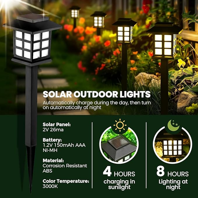 GIGALUMI Solar Outdoor Lights，6 Pack LED Solar Lights Outdoor Waterproof - Image 9
