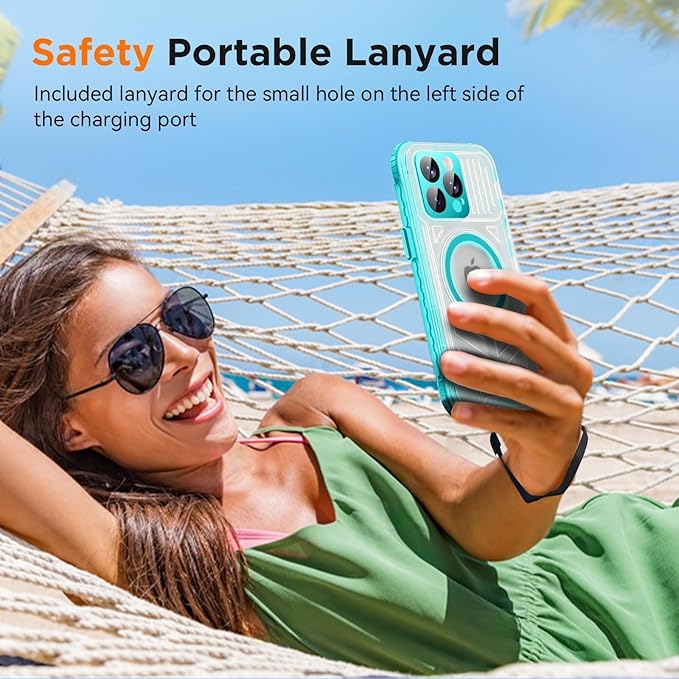 WIFORT Waterproof Phone Case for iPhone 15 Pro Teal | IP68 Underwater, Built-in - Image 7