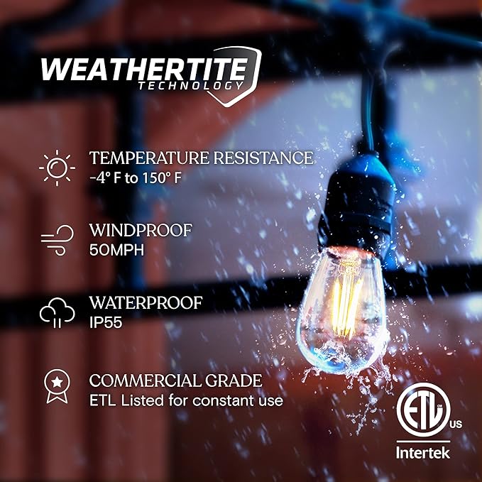 Brightech Ambience Pro - 24 Ft Waterproof LED Outdoor String Lights - Hanging - Image 2