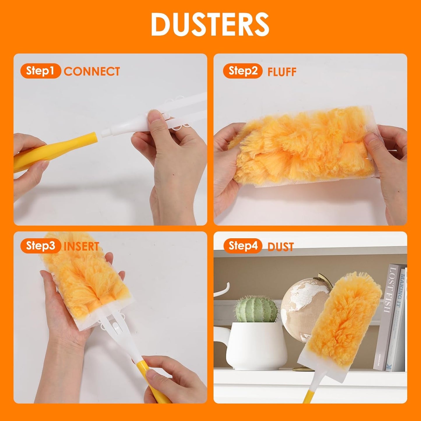 50 Count Duster Refills,Static Dust Removal Brush Disposable Replacement Head Compatible with Swiffer Duster Refills for Dusting Electronics,(50 Count Refills+1Handle)