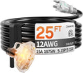 25 ft 12 Gauge Heavy Duty 3 Outlet Extension Cord Splitter by Deeklify