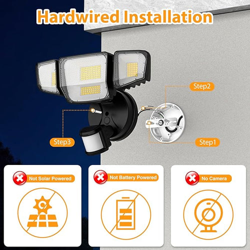 90W 10000LM LED Security Lights Motion Sensor Outdoor Lights, 4 Head Dusk to - Image 2