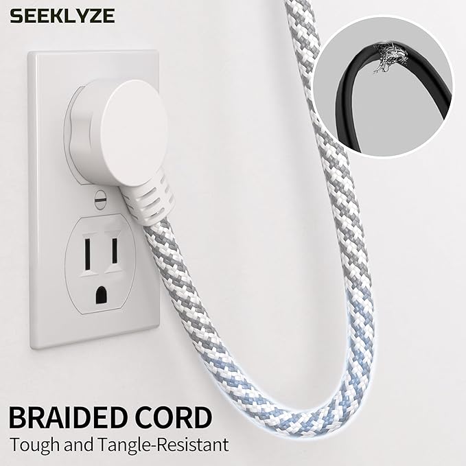 16 Gauge Braided Extension Cord 3 FT, 16/3 Flat Plug Power Cord Indoor - Image 5