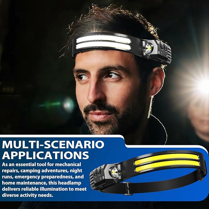 Rechargeable Headlamps 12 Pack, LED Headlight 230° Ultra Wide Beam, 6 Modes - Image 6