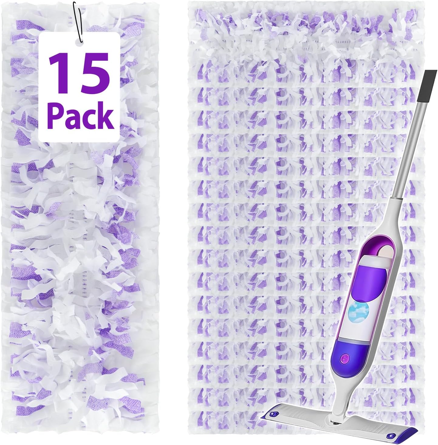 15 Pack Disposable Power Mop Refills for Swiffer Power Mop Multi-Surface & Wood Mopping Pad,Spray Wet Pads Refills, PowerMop Pads for Floor Cleaning(Quick-Absorb, No Residue)