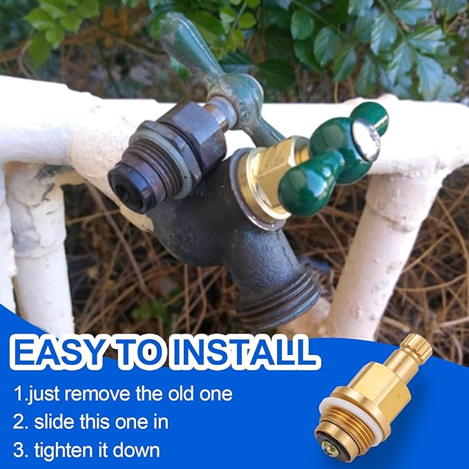 PK1100 Brass Globe Valve Faucet Stem Assy and PP806-15 Broach Sillcock Tee Hose - Image 4