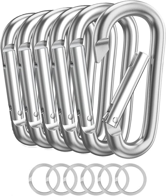 Carabiner Keychain Clip -3" Aluminum Carabiner D Ring, Caribeener Clips by LINGXINXIN