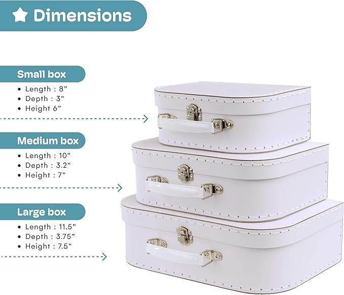 Jewelkeeper Paperboard Suitcases, Luggage Decor Storage, Vintage Decor - Image 3