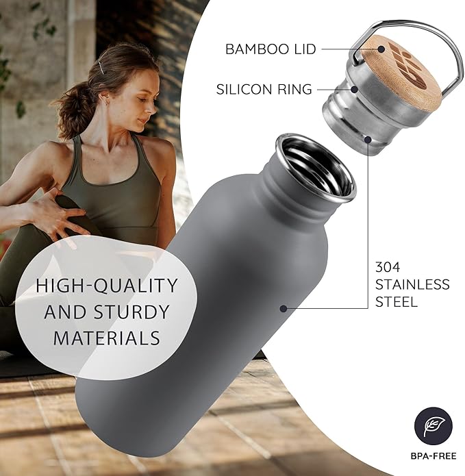 Bambaw Stainless Steel Water Bottle, 750 ml, Non-Insulated Metal Water Bottle - Image 2