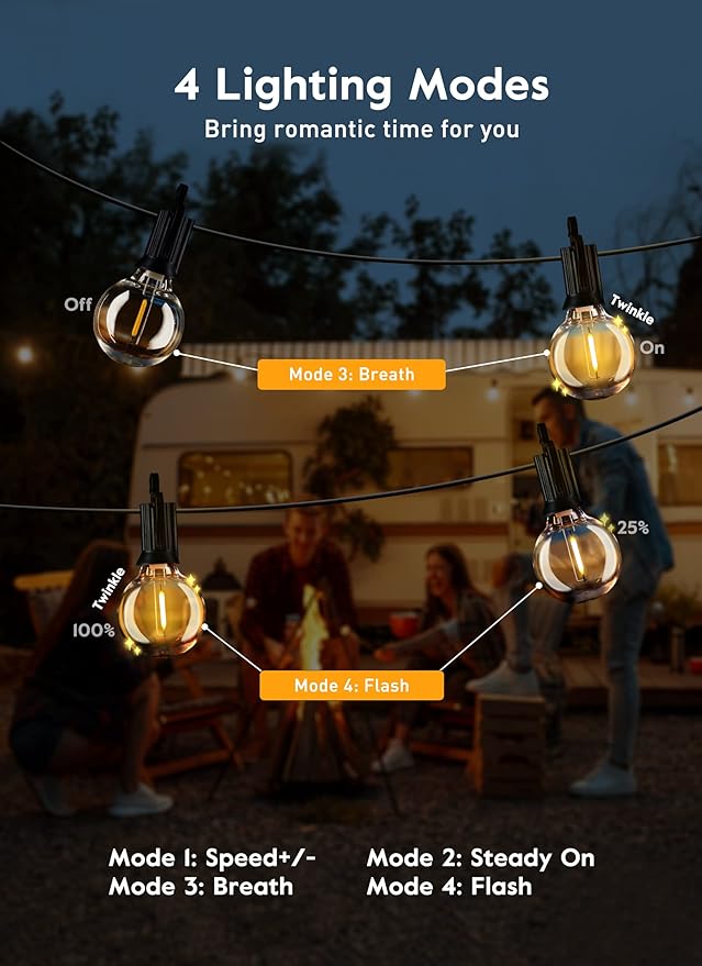Brightown Outdoor String Lights, 38FT 15 Shatterproof LED Bulbs - Image 6