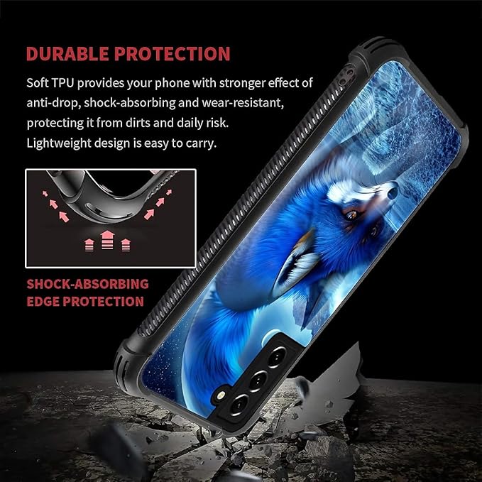 for Samsung Galaxy S21 FE Case, Snowy Mountain Fox Lake Pattern Graphic Design - Image 2