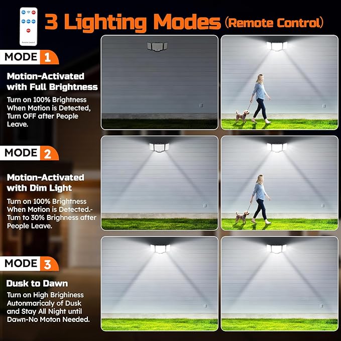 CLAONER LED Security Motion Sensor Outdoor Lights, 6500K Remote Control - Image 5