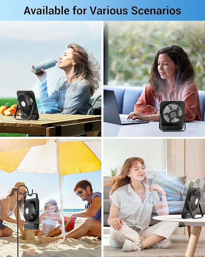 WHATOOK Small Desk Fan Personal Fans: 5000mah 25 Hours Battery Office Quiet - Image 7