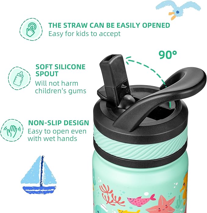 Fanhaw 14 Oz Kids Insulated Water Bottle - Image 3