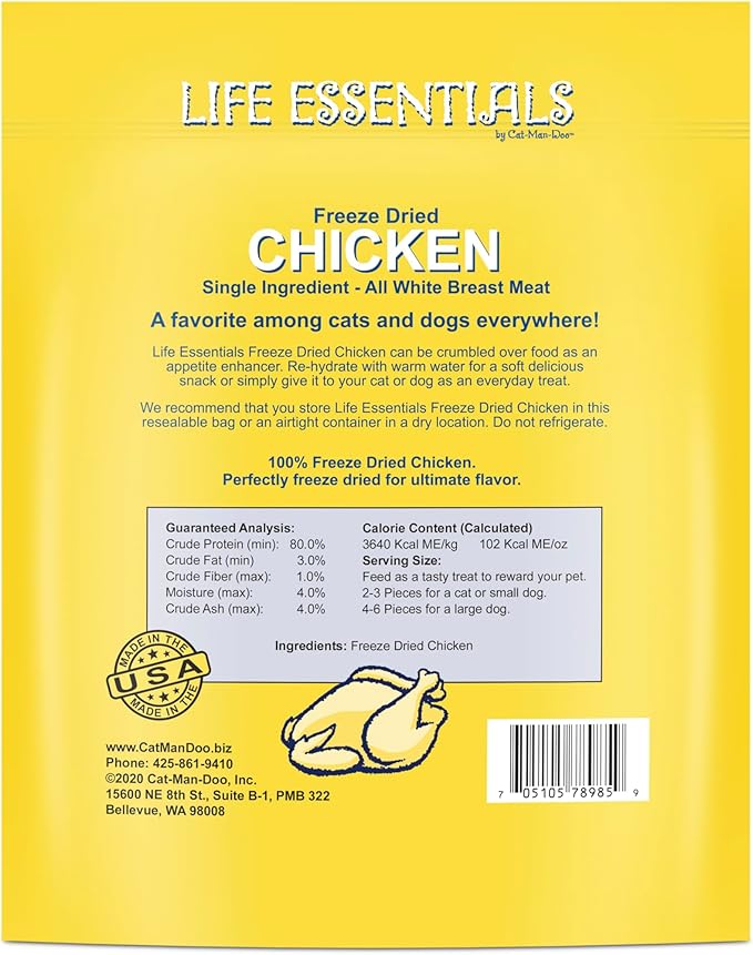 Life Essentials by Cat-Man-Doo Freeze Dried Chicken Dog & Cat Treats, Healthy - Image 2