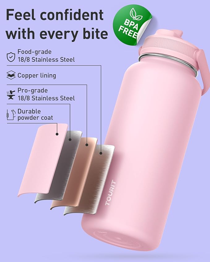 TOURIT 32 oz Insulated Water Bottle, Stainless Steel Bottle - Image 2