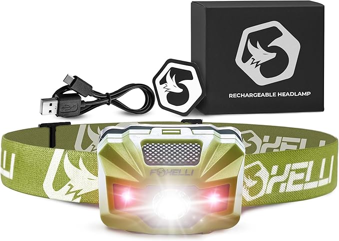 Foxelli USB‑C Rechargeable LED Headlamp – Ultra‑Light 2.4 oz & by FOXELLI